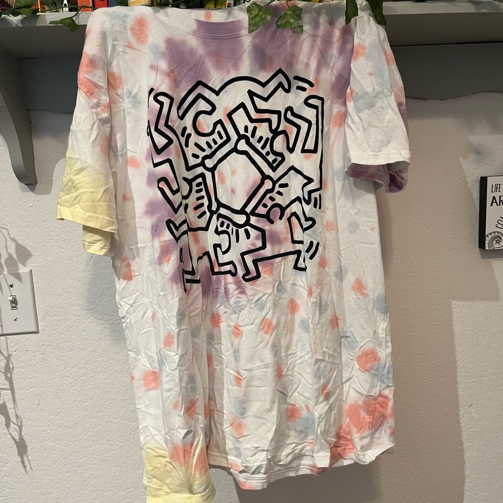 tie dye keith haring t-shirt—>XXL